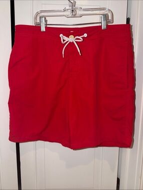 Club Monaco Red Swim Board Shorts with White Drawstring